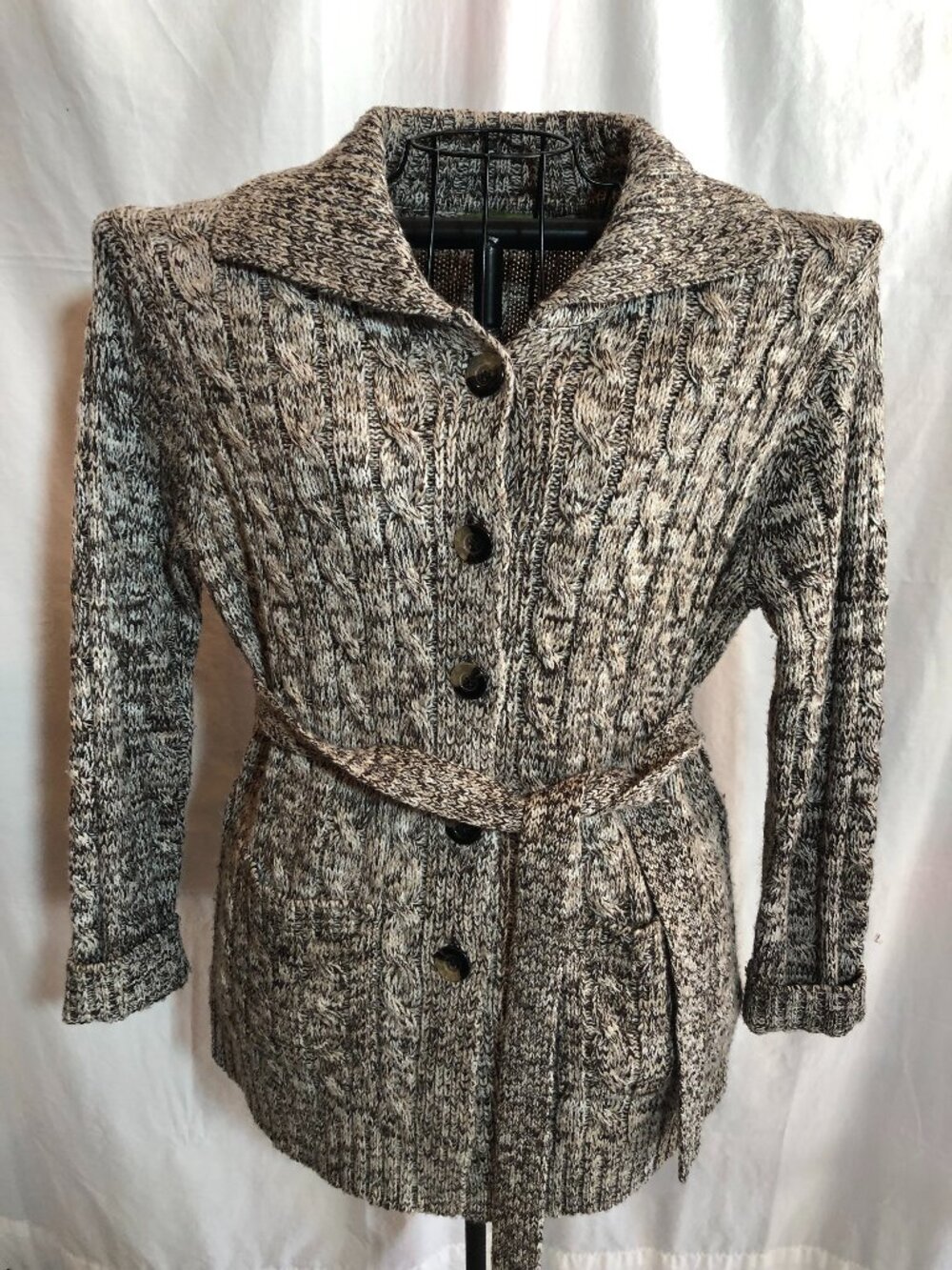 Carolyn Taylor LARGE Long Sleeve Brown Knit Sweater 21" Pit to Pit